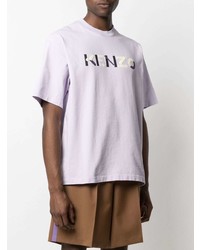 hellviolettes bedrucktes T-Shirt mit einem Rundhalsausschnitt von Kenzo