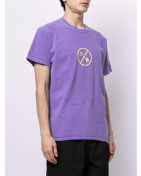 hellviolettes bedrucktes T-Shirt mit einem Rundhalsausschnitt von Blood Brother