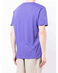 hellviolettes bedrucktes T-Shirt mit einem Rundhalsausschnitt von Armani Exchange