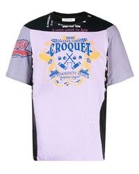 hellviolettes bedrucktes T-Shirt mit einem Rundhalsausschnitt von Marine Serre