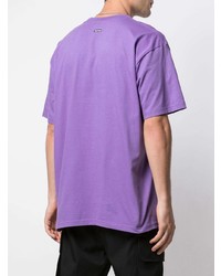 hellviolettes bedrucktes T-Shirt mit einem Rundhalsausschnitt von Supreme