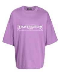 hellviolettes bedrucktes T-Shirt mit einem Rundhalsausschnitt von Mastermind World