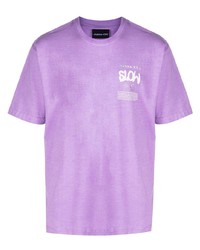 hellviolettes bedrucktes T-Shirt mit einem Rundhalsausschnitt von Mauna Kea