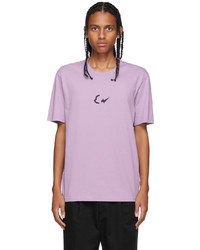 hellviolettes bedrucktes T-Shirt mit einem Rundhalsausschnitt von Moncler Genius