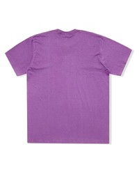hellviolettes bedrucktes T-Shirt mit einem Rundhalsausschnitt von Supreme