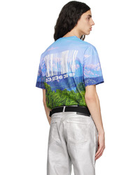 hellviolettes bedrucktes T-Shirt mit einem Rundhalsausschnitt von VTMNTS