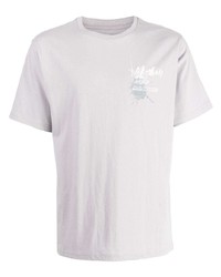 hellviolettes bedrucktes T-Shirt mit einem Rundhalsausschnitt von Musium Div.