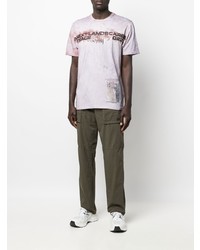 hellviolettes bedrucktes T-Shirt mit einem Rundhalsausschnitt von C.P. Company