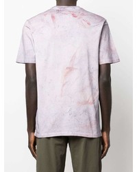 hellviolettes bedrucktes T-Shirt mit einem Rundhalsausschnitt von C.P. Company