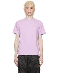 hellviolettes bedrucktes T-Shirt mit einem Rundhalsausschnitt von Norda