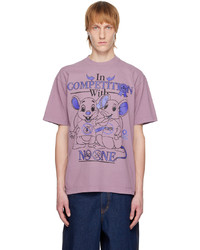 hellviolettes bedrucktes T-Shirt mit einem Rundhalsausschnitt von Online Ceramics