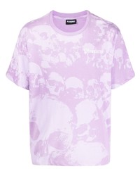 hellviolettes bedrucktes T-Shirt mit einem Rundhalsausschnitt von Pleasures