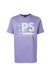 hellviolettes bedrucktes T-Shirt mit einem Rundhalsausschnitt von Ps By Paul Smith