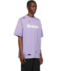 hellviolettes bedrucktes T-Shirt mit einem Rundhalsausschnitt von Balenciaga