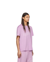 hellviolettes bedrucktes T-Shirt mit einem Rundhalsausschnitt von Givenchy