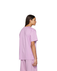 hellviolettes bedrucktes T-Shirt mit einem Rundhalsausschnitt von Givenchy