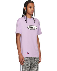 hellviolettes bedrucktes T-Shirt mit einem Rundhalsausschnitt von Palm Angels