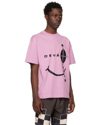 hellviolettes bedrucktes T-Shirt mit einem Rundhalsausschnitt von DEVÁ STATES