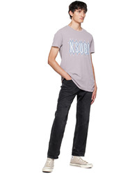 hellviolettes bedrucktes T-Shirt mit einem Rundhalsausschnitt von Ksubi