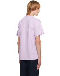 hellviolettes bedrucktes T-Shirt mit einem Rundhalsausschnitt von Noah