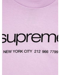 hellviolettes bedrucktes T-Shirt mit einem Rundhalsausschnitt von Supreme