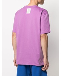 hellviolettes bedrucktes T-Shirt mit einem Rundhalsausschnitt von MSGM