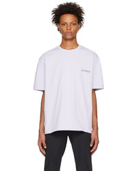hellviolettes bedrucktes T-Shirt mit einem Rundhalsausschnitt von Solid Homme