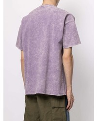 hellviolettes bedrucktes T-Shirt mit einem Rundhalsausschnitt von FIVE CM