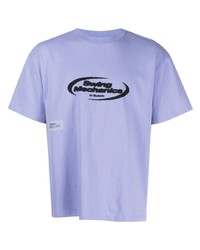 hellviolettes bedrucktes T-Shirt mit einem Rundhalsausschnitt von Students