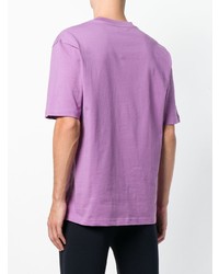 hellviolettes bedrucktes T-Shirt mit einem Rundhalsausschnitt von Thames