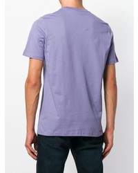 hellviolettes bedrucktes T-Shirt mit einem Rundhalsausschnitt von Ps By Paul Smith