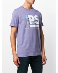 hellviolettes bedrucktes T-Shirt mit einem Rundhalsausschnitt von Ps By Paul Smith