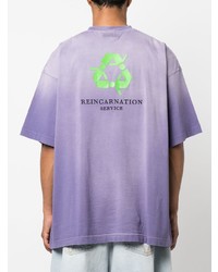 hellviolettes bedrucktes T-Shirt mit einem Rundhalsausschnitt von Vetements