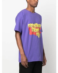 hellviolettes bedrucktes T-Shirt mit einem Rundhalsausschnitt von CRENSHAW SKATE CLUB