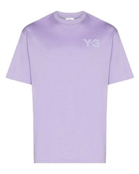 hellviolettes bedrucktes T-Shirt mit einem Rundhalsausschnitt von Y-3