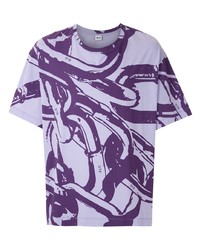 hellviolettes bedrucktes T-Shirt mit einem Rundhalsausschnitt von Àlg