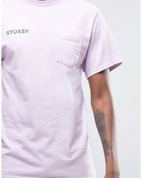 hellviolettes bedrucktes T-shirt von Stussy