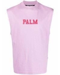 hellviolettes bedrucktes Trägershirt von Palm Angels