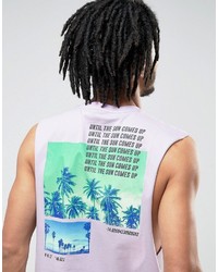 hellviolettes bedrucktes Trägershirt von Asos