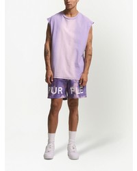 hellviolettes bedrucktes Trägershirt von purple brand