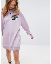 hellviolettes besticktes Kleid von Asos