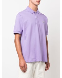 hellviolettes besticktes Polohemd von Lacoste