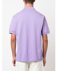 hellviolettes besticktes Polohemd von Lacoste