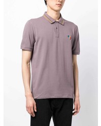 hellviolettes besticktes Polohemd von PS Paul Smith