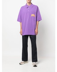 hellviolettes besticktes Polohemd von Acne Studios