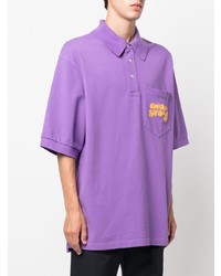 hellviolettes besticktes Polohemd von Acne Studios