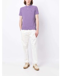 hellviolettes besticktes Polohemd von Polo Ralph Lauren