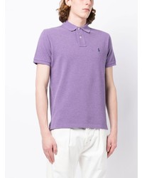 hellviolettes besticktes Polohemd von Polo Ralph Lauren