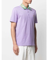 hellviolettes besticktes Polohemd von Versace