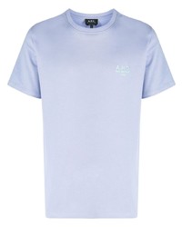 hellviolettes besticktes T-Shirt mit einem Rundhalsausschnitt von A.P.C.